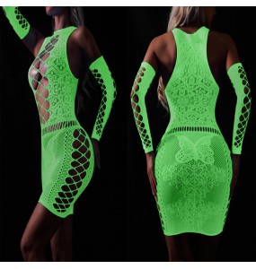 FEE ET MOI - Glow In The Dark Fishnet Bodystocking Dress (7420)